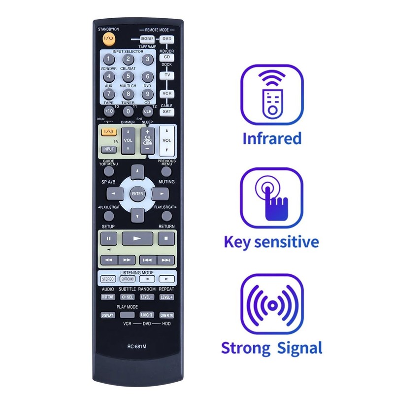 RC-681M Remote Control for Onkyo AV Receiver HT-R550 HT-R508 HT-R557
