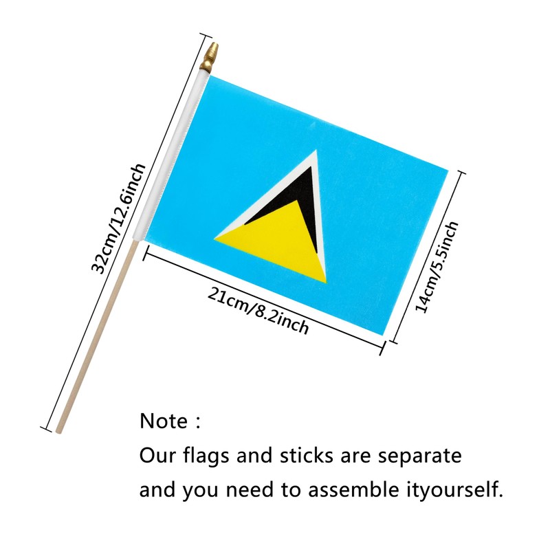 TSMD Saint Lucia Stick Flag Saint Lucian Small Mini Hand