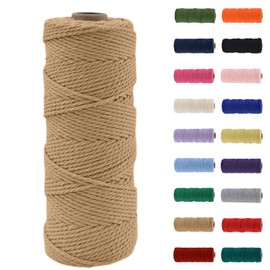 MORAINJAY 2mm Macrame Cord,100m Natural Cotton Macrame Rope,Flax Color Macrame Cotton Cord Twine Rope Craft String Without Chemicals for DIY Crafts,Macrame Art,Gift Wrapping,Christmas Wedding Decor