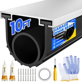 Holikme Garage Door Seal - Pre-drilled Aluminum Track Retainer Kit, Easy to Install, Durable U+O Ring Combination Garage Door Weather Stripping Kit, Black10FT