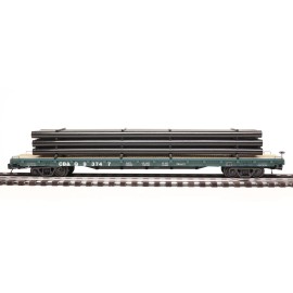 MTH Premier 20-95573 O Gauge CB&Q Premier 60’ Flat Car w/Pipe Load NEW!
