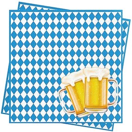 CharmBurst 40 Stück Oktoberfest Servietten Blau Weiß, Bayrische Deko Mit Raute, Seidenpapier, Tischdeko Oktoberfest Party, Servietten Bayern Accessoires Oktoberfestdeko