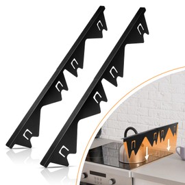 Stainless Steel Stove Gap Covers, Stove Gap Filler,Stove Counter Gap Covers, Heat Resistant and Easy to Clean, Adjustable Range Trim Kit, Retractable Length 13.8" to 27.5", Black (2PCS)
