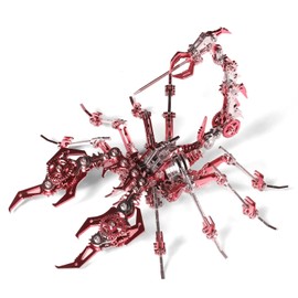 SEBUNAS Mechanical Scorpion King Red 3D Metal Puzzle 3D Metal Model Kits DIY Mechanical Fine Assembly Model Toy Suitable for Adults and Teenagers, Enhance Hands-on Ability, Creative Decorations