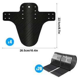 Dhqkqg Pack of 4 Mudguards, Mountain Bike, MTB Mudguard, Bicycle Mudguard, Splash Guard, Bicycle, MTB Mudguard, Compatible Front and Rear, Mountain Bike Mudguard for 24-29 Inch