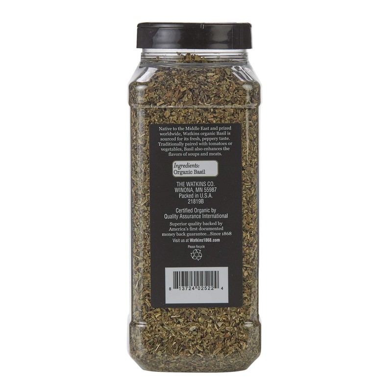 Watkins Gourmet Spice, Organic Basil, Bulk Food Service Size, 4.9