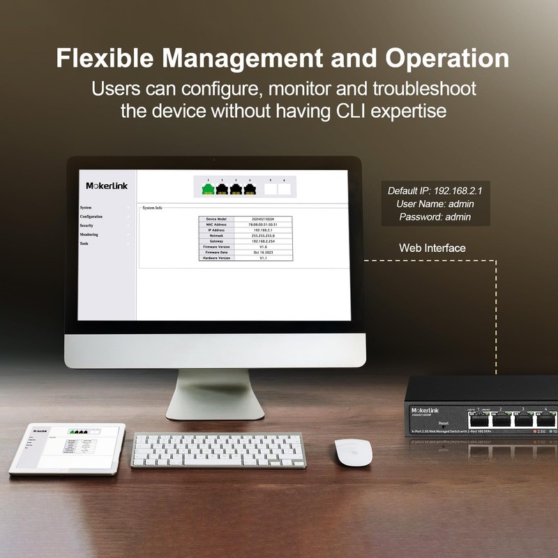 MokerLink 4 Port 2.5G Managed Switch with 2 Port 10G
