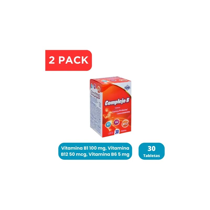 Complejo B Vitamina B1 B12 B6 Pack Con 60 Tabletas
