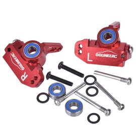 OGUNKE Kit de bloques de dirección y bloques de dirección de aleación de aluminio RC 2WD con rodamientos de bolas para 1/10 Traxxas 2WD Slash, Stampede, Rustler (pieza de repuesto: #3632#3736) rojo