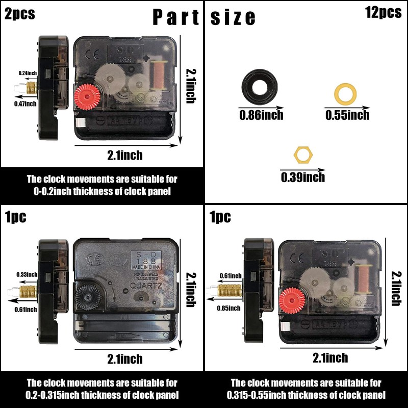 4 PCS High Torque Quartz Clock Movement Mechanism Replacement Clock