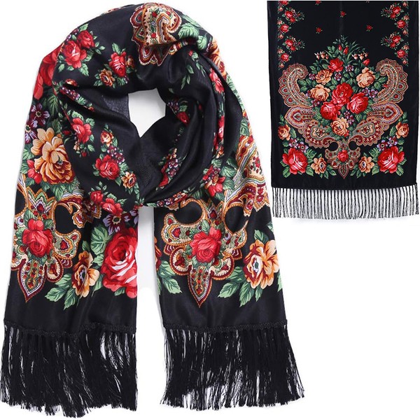 LOVNBHELP Russian Style Muffler Scarf Traditional Tassel Exotic Wrap Warm