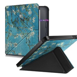 KZIOACSH Case for Kobo Libra Colour, Lightweight PU Leather + Soft TPU Cover Case [Auto Sleep Smart Function] Folio Flip Protective Stand Back Cover with Magnetic Closure, Apricot Blossom Style