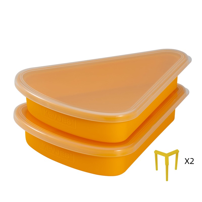 KEVJES 2-Pack Reusable Silicone Leftover Pizza Slice Storage Container with
