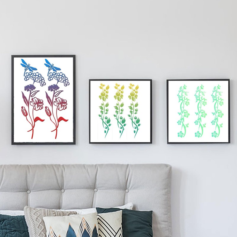 Tinoaly 12pcs Large Leaf Vine Stencils, Leaf & Flower Stencils