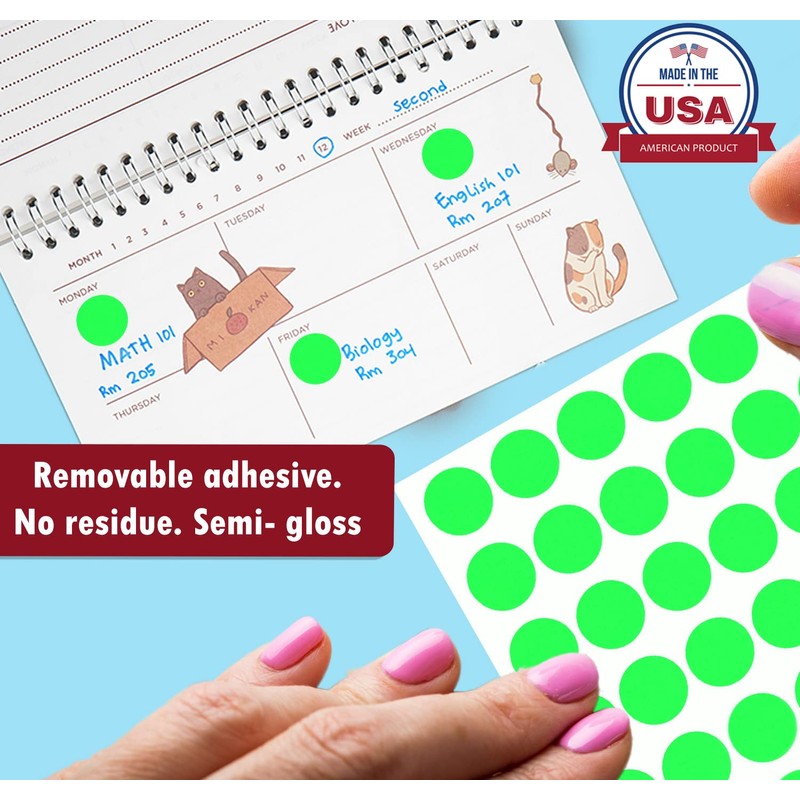 Round Stickers 15mm Neon Yellow Label - Easy to Remove