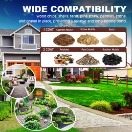 Mulch Glue - 64oz Concentrate Gravel Glue, Strong Mulch Lock Landscape Adhesive with Applicator for Landscaping Covers, Garden - Ready to Use Non Toxic Pea Gravel Stabilizer for Patio Rock, Bark