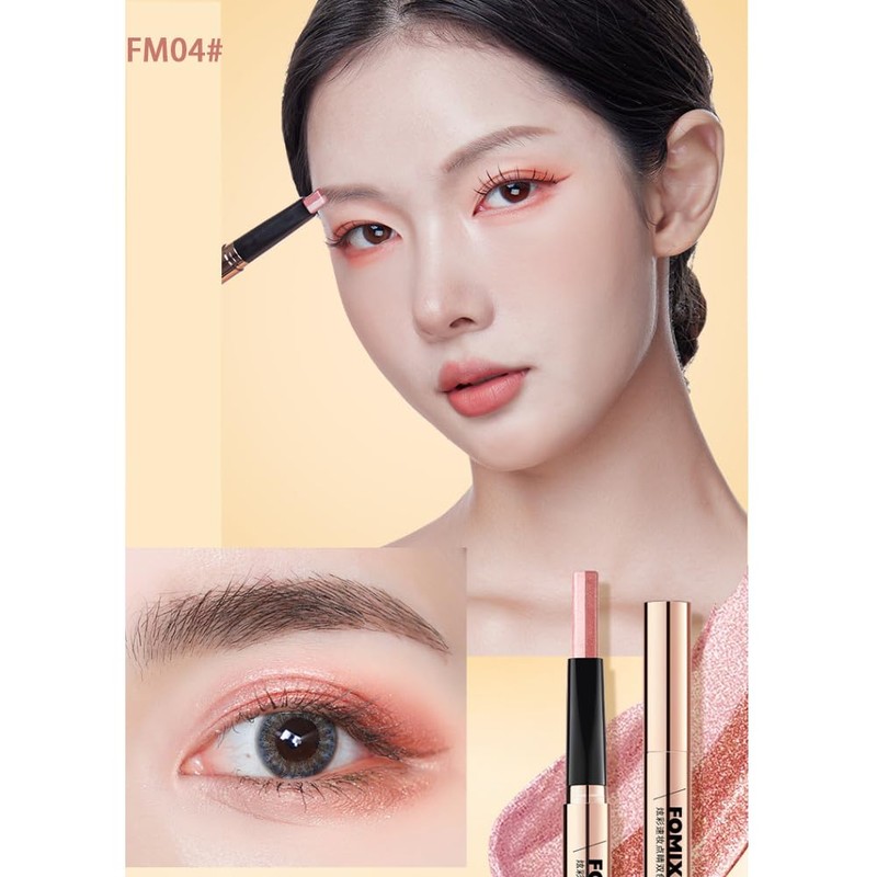 FOMIX Double Color Eyeshadow Stick, Colorful Quick Makeup Contoured and