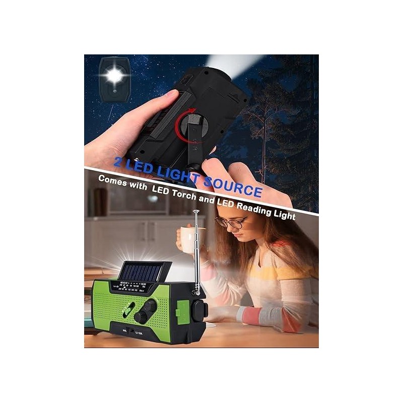 SurvivorX WB02 Solar & Hand Crank Emergency Radio with LED