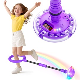 Flashing Jump Ring Foot Spinner with Counter, Timer, Calorie Counter Toy Gifts for Children (Purple)