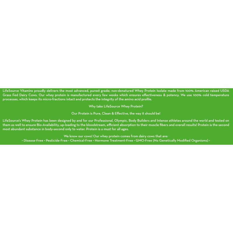 LifeSource Vitamins 1.1 lb Grass Fed Whey Protein Isolate -