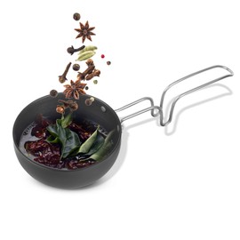 KSJONE Scratch Resistant Coating - Mini Tadka Pan for Eggs, Spices, Melting Butter - and More Tadka Pan,Large Tadka Pan for saag, dal, kadhi, dhokla, 5 Inch (17 Oz)