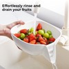 DIZADA Multifunctional Ceramic Drain Basket with Integrated Drain Spout, Colander