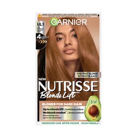 Garnier Permanent Hair Colour, Nutrisse Blonde Lift, Blonde For Dark Hair, With Anti-Brass Conditioner, For Non-Coloured Hair, Cruelty Free, Vegan Formula, Shade: UL1 Chestnut Blonde