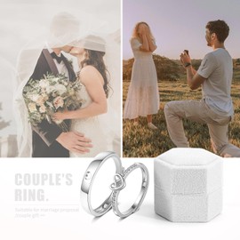 Biglumin Rings - Couple Rings 925 Silver Rings Love Rings Adjustable Rings Engagement Rings Promise Rings Gift Jewellery Women's Ring Love Ring, Ring