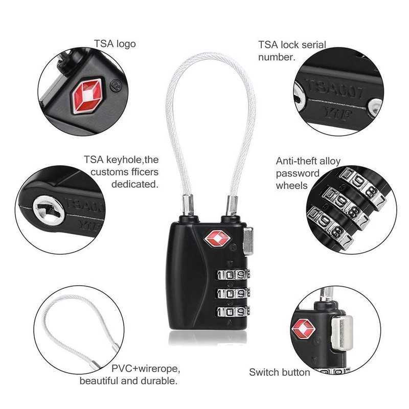TSA Luggage Locks, 2 Packs 3 Digit Security Lock, Combination