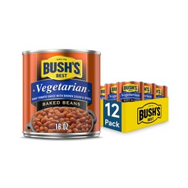 BUSH'S BEST 16 oz Canned Vegetarian Baked Beans, Source of Plant Based Protein and Fiber, Low Fat, Gluten Free, (Pack of 12)