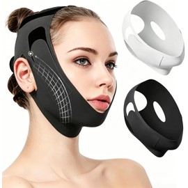 2 PCS Faja Papada Facial Lifting, Correa Facial para V-Lifting Reductor de Papada V con Banda Ajustable, Elástico y muy elástico, Eliminar la Flacidez de la Piel y Reafirmar con Efecto Ant