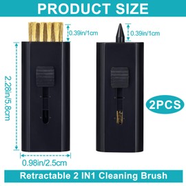 PAGOW 2 Pack Pocket Retractable Golf Club Cleaner Brush, Double Sided Golf Club Brush Groove Cleaner, Portable Golf Club Cleaning Wire Brush Tool, Must Have Golf Bag Accessories Golf Gifts (Black)