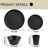 LIYH 48pcs Black Wheat Straw Dinnerware, Plates and Bowls Set,