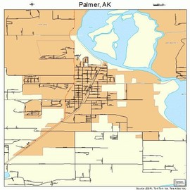 Large Street & Road Map of Palmer, Alaska AK - Printed poster size wall atlas of your home town