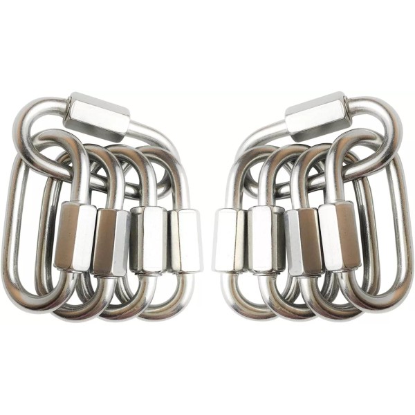 Branded 10 Pack Stainless Steel D Shape Locking Carabiner M4
