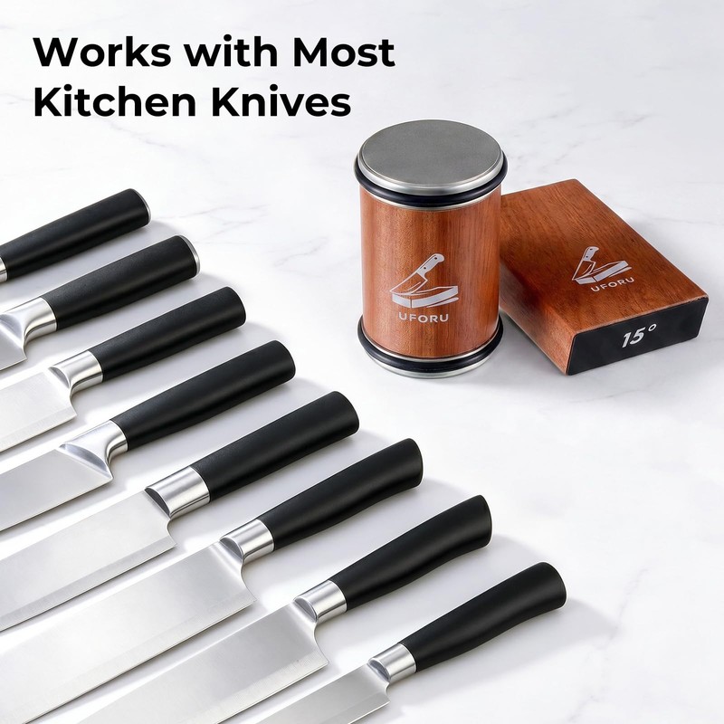 UFORU Rolling Knife Sharpener Kit, Knife Sharpener Tool with 15°