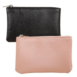 Coin Purse, 2 Pcs Pu Leather Lychee Grain Zip Portable Mini Coin Purse Coin Purse Women, for Women Credit Card ID Key Headset Lipstick Organizer