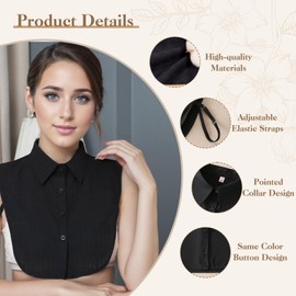 Lixdrem Fake Collar Detachable Dickey Collar Blouse Faux Collar Half Shirts False Collar for Women & Girls Black