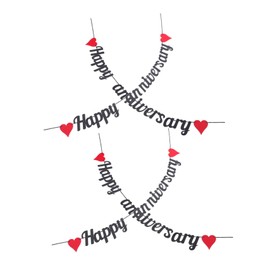MAGICLULU 4pcs Happy Anniversary Glitter Banner with Love Hearts Romantic Decorations for Wedding Anniversary Special Celebrations Easy Setup Bunting Garland for Meaningful Moments