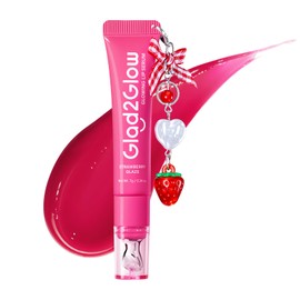 sérum labial 3 en 1 con efecto iluminador, bálsamo labial con color con VC-IP y Vitamin E, brillo ligero no pegajoso con charm a juego (01 Strawberry 