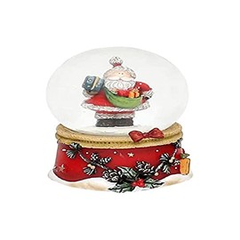 Dekohelden24 501370-WM501370-WM Mini Snow Globe with Santa Claus Red Base with Cones Garland Dimensions (L x W x H): 4.8 x 4.8 x 6.5 cm Ball Diameter 4.5 cm