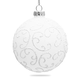 SIKORA Highlights 4er Set ausgefallene Christbaumkugeln aus Glas Weiss, Farbe/Modell:Modell Florenz Weiss, Größe:8 cm