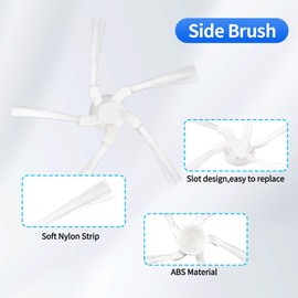 8 Pieces Replacement Side Brush Filter Kit Fits Dreame W10/Pro Robot Vacuum Parts (4 x Side Brush + 4 x Filters)
