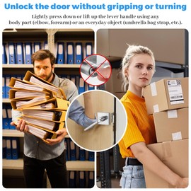 ANNFUZ Entry One-Touch Push Button Locking Door Handle Lock with Keys,Non-Handed Opening,Entrance Reversible Left Right Lever for Interior/Exterior Front Door, ADA-Compliant Knob,for Office,Bedroom