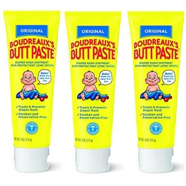 Boudreauxs Butt Paste Diaper Rash Ointment, XRCref, Original - Contains 16% Zinc Oxide - Pediatrician Recommended - Paraben and Preservative-Free - 3Pack (4 Ounce)