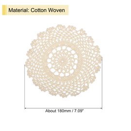 sourcing map Fabric Coasters, 4pcs 7" - Cotton Woven Crochet Doilies, Lace Embroidery Placemats with Floral Pattern for Wedding Party Decoration (Beige)