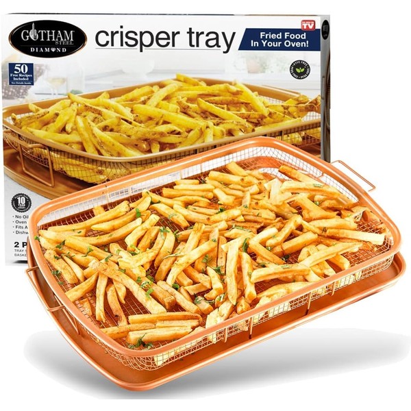Gotham Steel Crisper Tray for Oven, 2 Piece Nonstick Copper