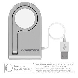 [MFI Certified] Portable Magnetic Charging Dock Compatible with Apple iWatch, Foldable Design to Enable Nightstand Mode with 3ft Long USB Cable for iWatch Series 1, 2, 3 (38, 42mm) - Silver