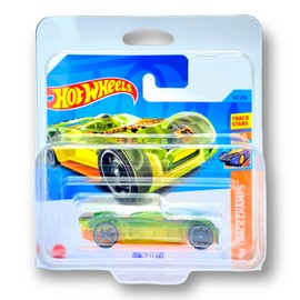 Hot Wheels Mach It Go (Clear Green & Orange) 4/5 HW Track Champs 2023-112/250 (Short Card) - COMES IN A KLAS CAR KEEPER PROTECTIVE COLLECTORS CASE - HKH78