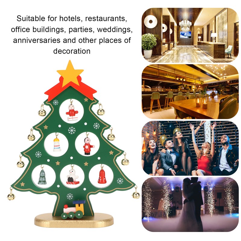 Wooden Christmas Tree Desktop Ornament Shatterproof Safe Eco Friendly Wooden
